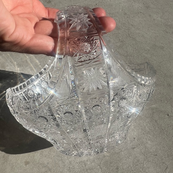 Vintage Bohemia Czech 500PK Hand Cut Crystal 9" Basket - Picture 1 of 10